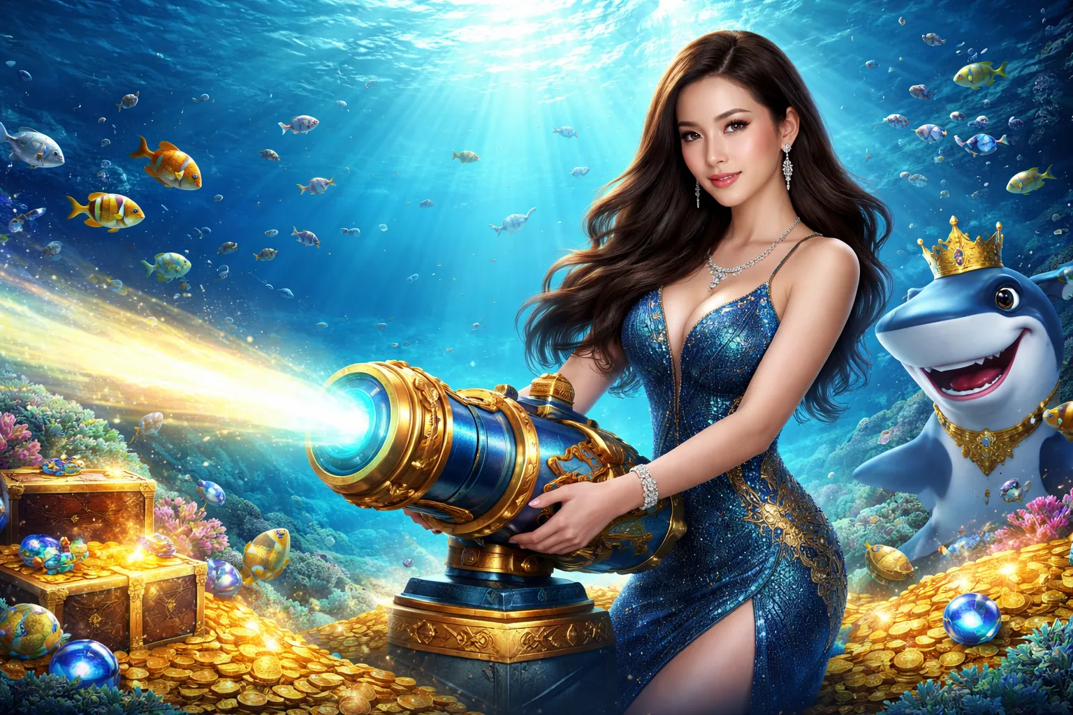 Hình ảnh game Bắn Cá 28win với cá vàng và tiền thưởng